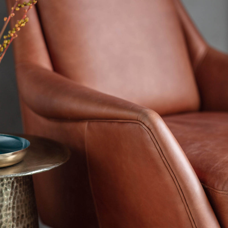 Gallery Interiors Brompton Armchair Brown Leather