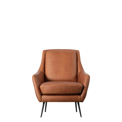 Gallery Interiors Brompton Armchair Brown Leather