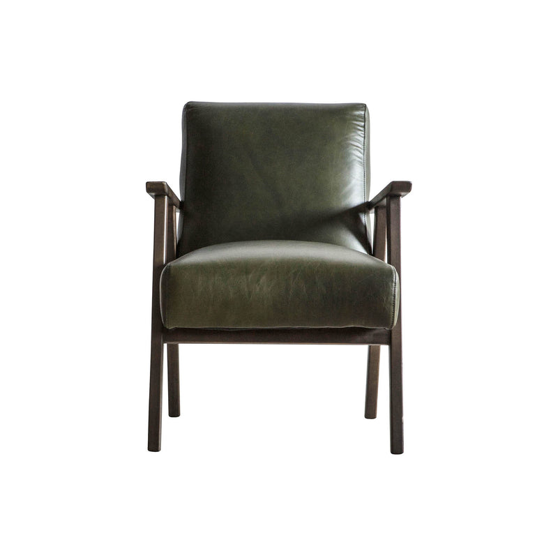 Gallery Interiors Neyland Armchair Heritage Green Leather