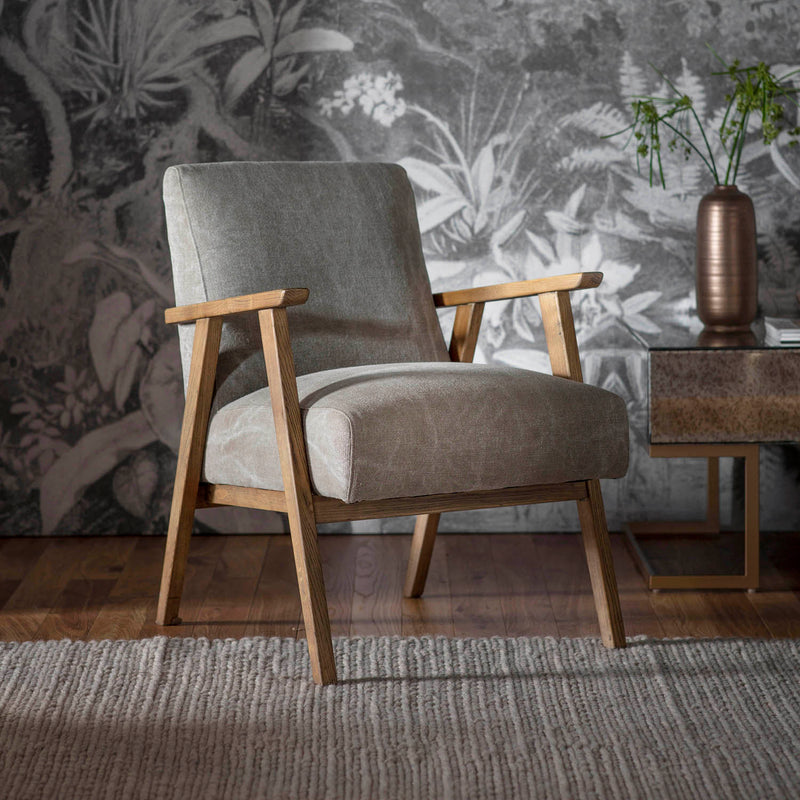 Gallery Interiors Neyland Armchair Pebble Linen