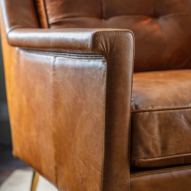 Gallery Interiors Manero Armchair Brown Leather