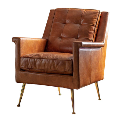 Gallery Interiors Manero Armchair Brown Leather