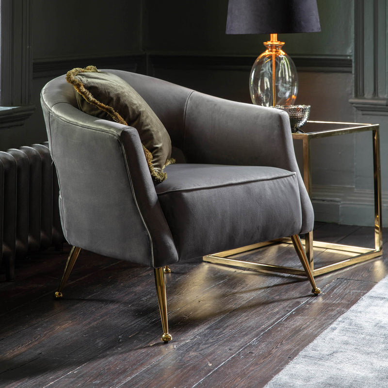 Gallery Interiors Barletta Armchair Grey Velvet