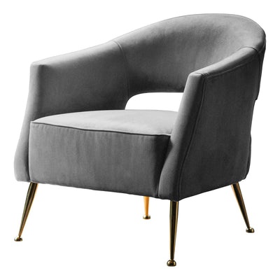 Gallery Interiors Barletta Armchair Grey Velvet