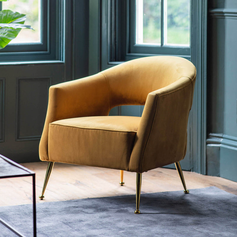 Gallery Interiors Barletta Armchair Gold Velvet