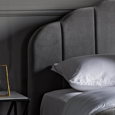 Gallery Interiors Cavendish Bed Double Grey Velvet