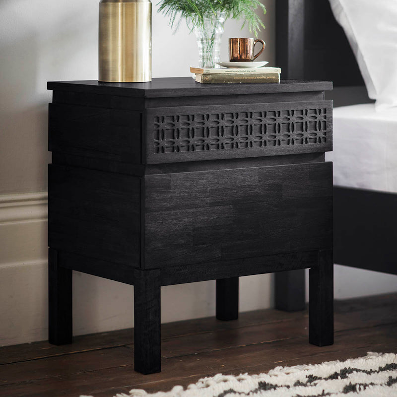 Gallery Interiors Boho Boutique Bedside 2 Drawer Chest