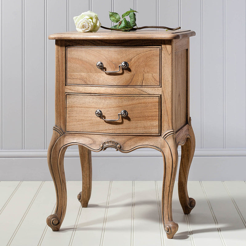 Gallery Interiors Chic Bedside Table Weathered