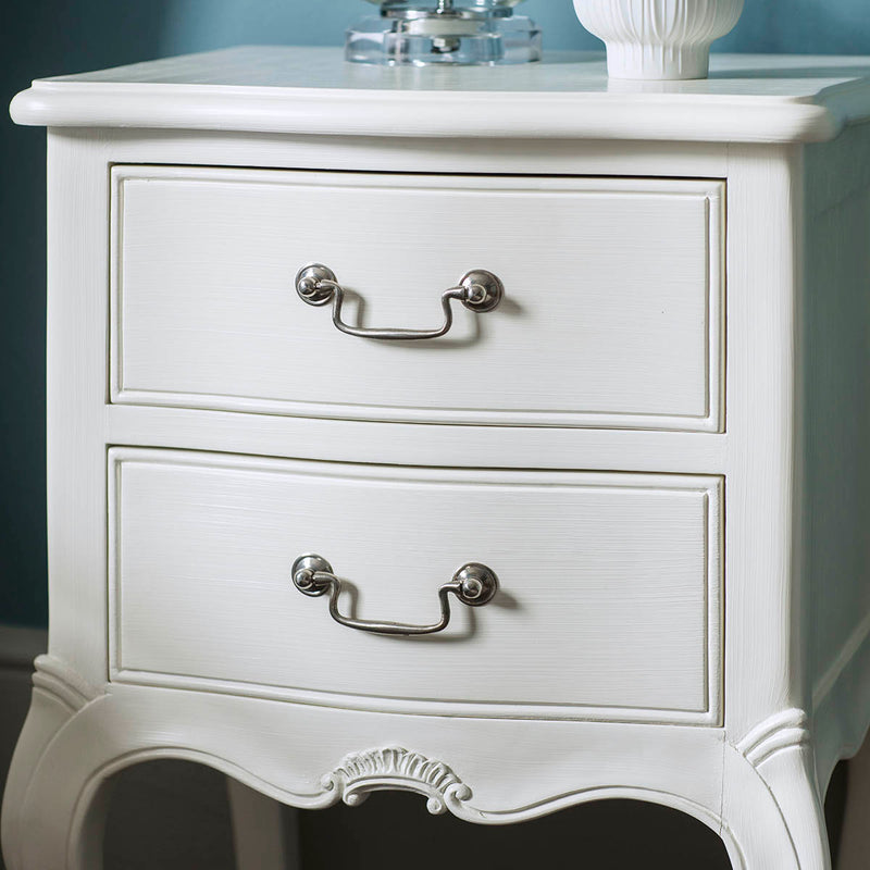 Gallery Interiors Chic Bedside Table Vanilla White