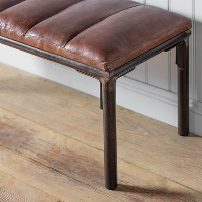 Gallery Interiors Tiverton Brown Leather Bench