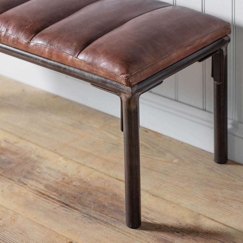 Gallery Interiors Tiverton Brown Leather Bench