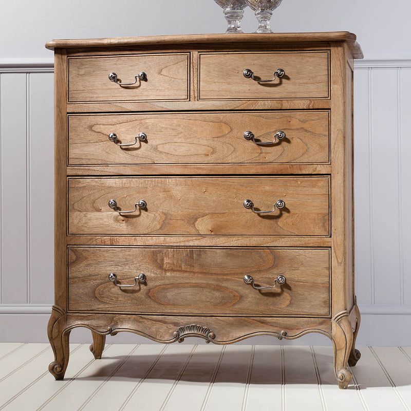 Gallery Interiors Chic 5 Drawer Chest Weathered