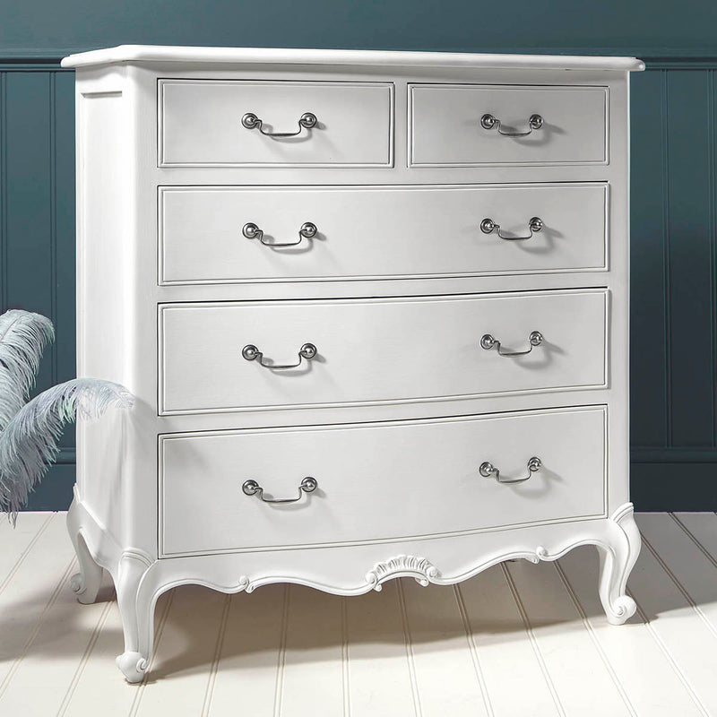 Gallery Interiors Chic 5 Drawer Chest Vanilla White