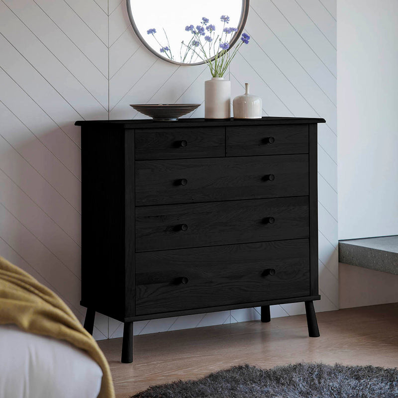 Gallery Interiors Wycombe 5 Drawer Chest Black