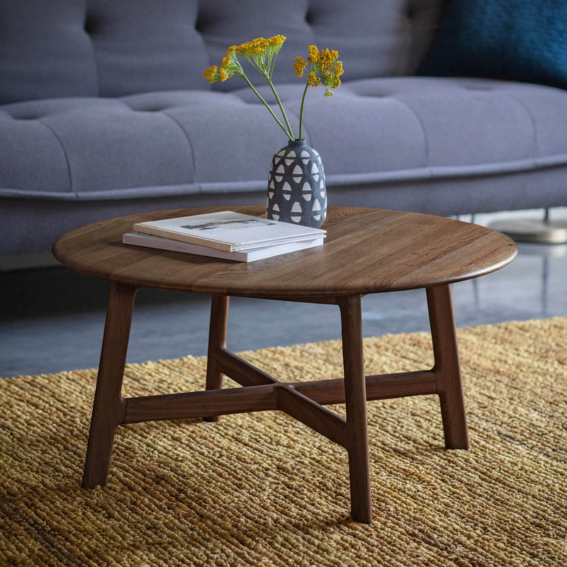 Gallery Interiors Madrid Round Coffee Table Walnut