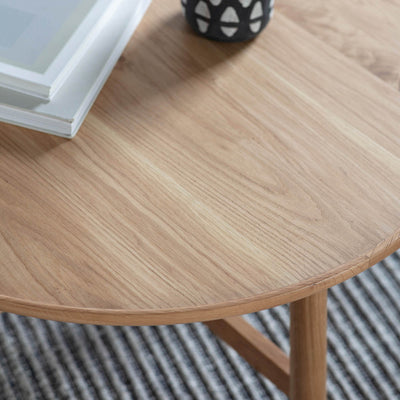 Gallery Interiors Kingham Round Coffee Table Oak
