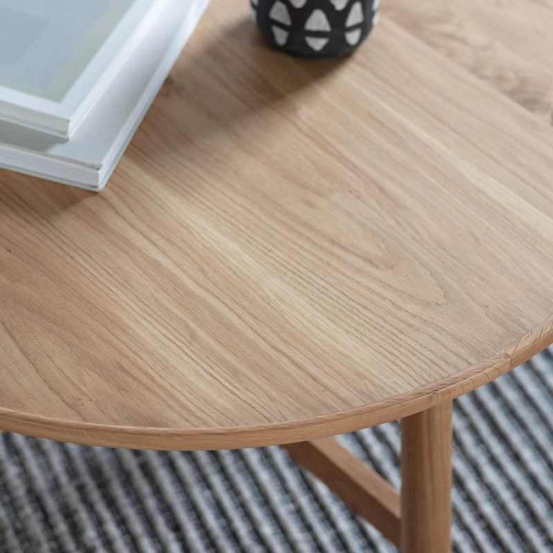 Gallery Interiors Kingham Round Coffee Table Oak
