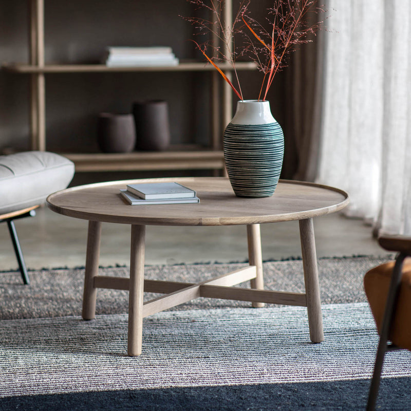 Gallery Interiors Kingham Round Coffee Table Grey