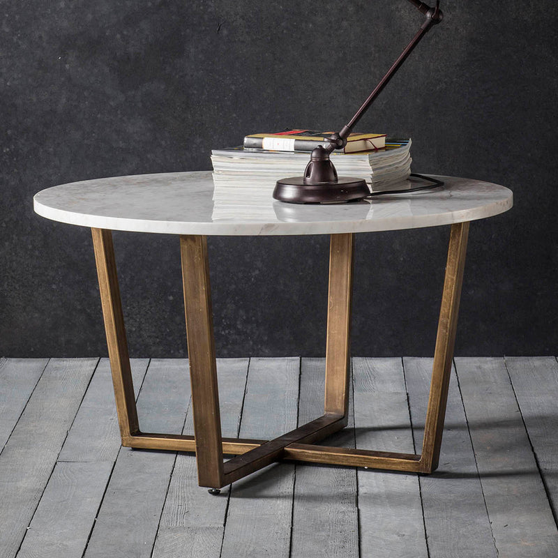 Gallery Interiors Cleo Round Coffee Table Marble