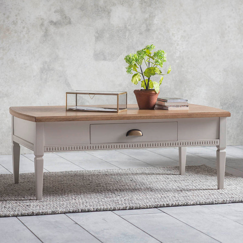 Gallery Interiors Bronte 1 Drawer Coffee Table Taupe