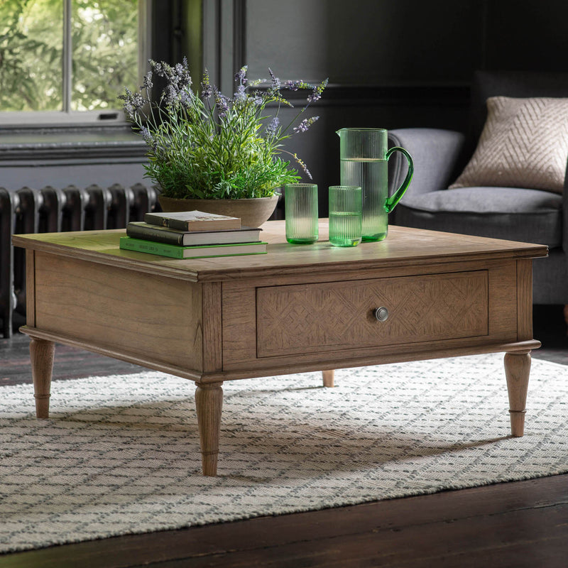 Gallery Interiors Mustique Square 2 Drawer Coffee Table