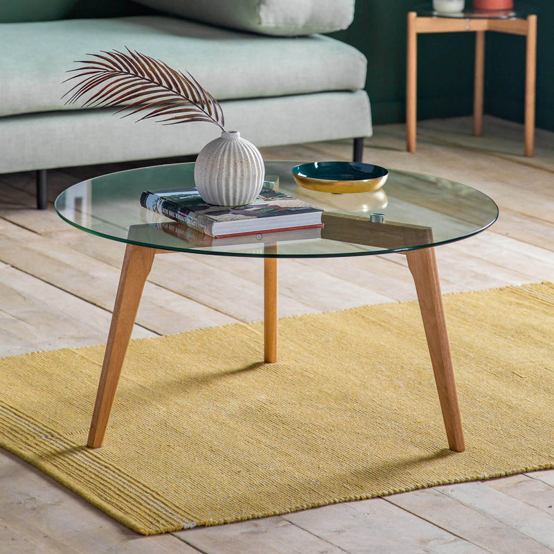 Gallery Interiors Blair Round Coffee Table Oak