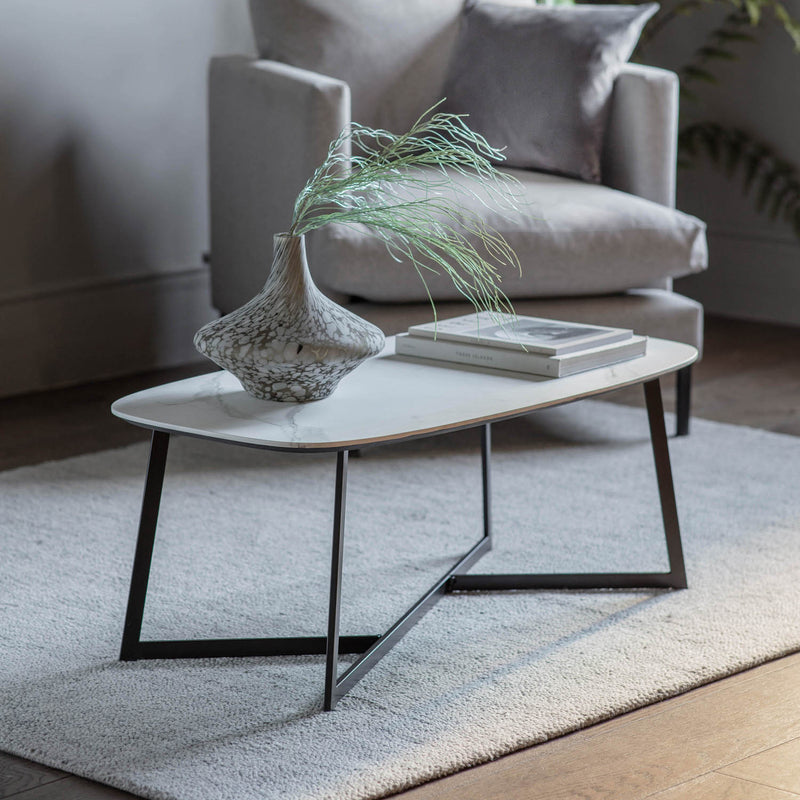 Gallery Interiors Finsbury Coffee Table White Marble
