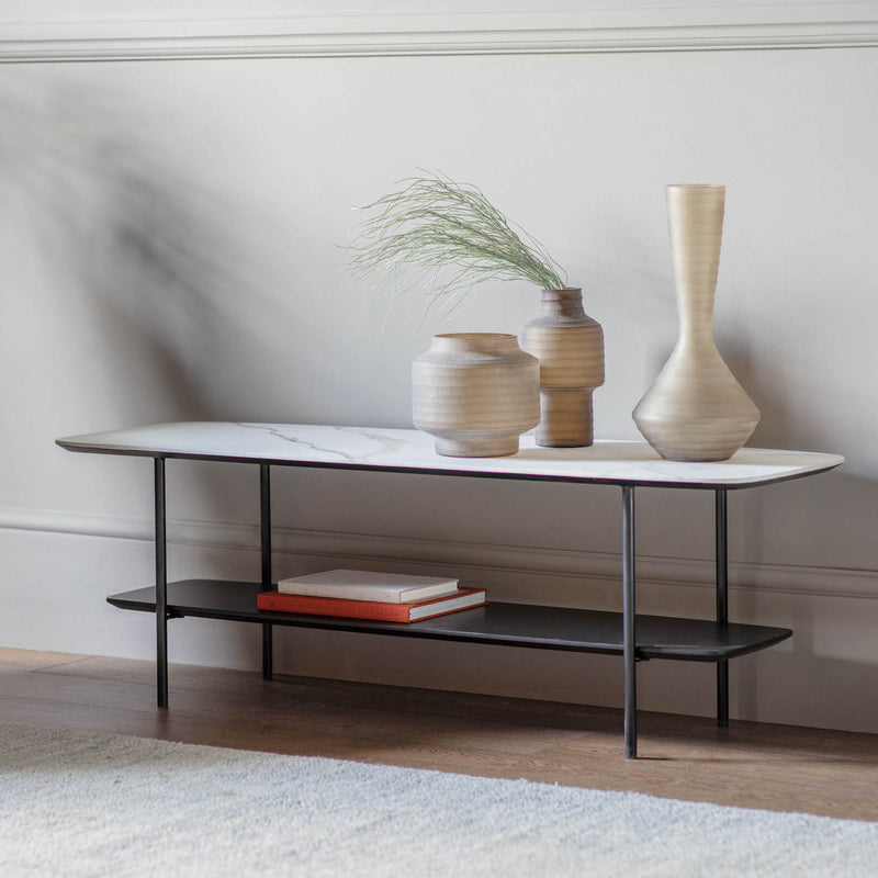 Gallery Interiors Ludworth Coffee Table White Marble Large