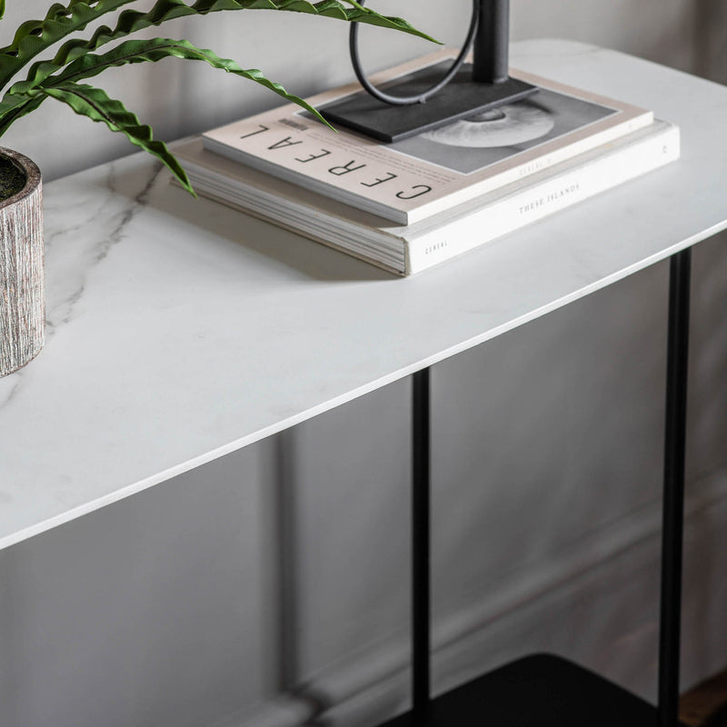 Gallery Interiors Ludworth Console Table White Marble