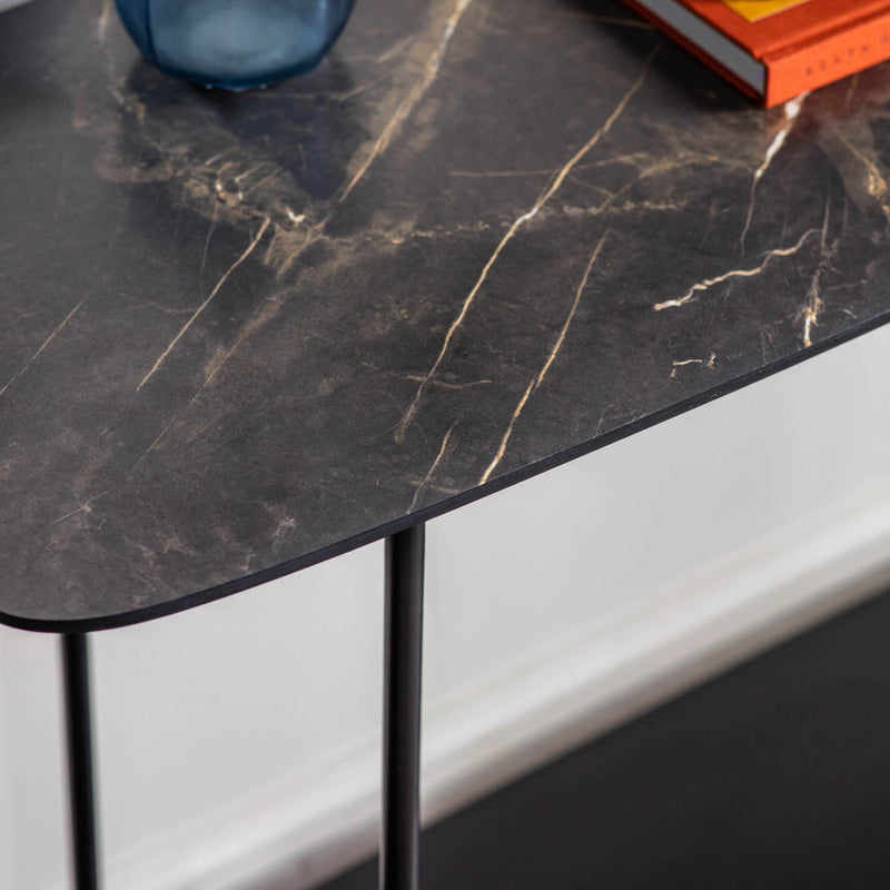 Gallery Interiors Ludworth Console Table Black Marble