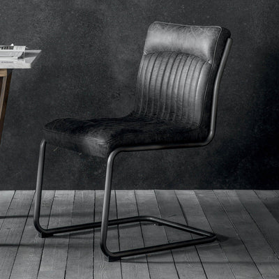 Gallery Interiors Capri Leather Chair Antique Ebony