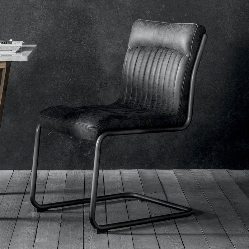 Gallery Interiors Capri Leather Chair Antique Ebony