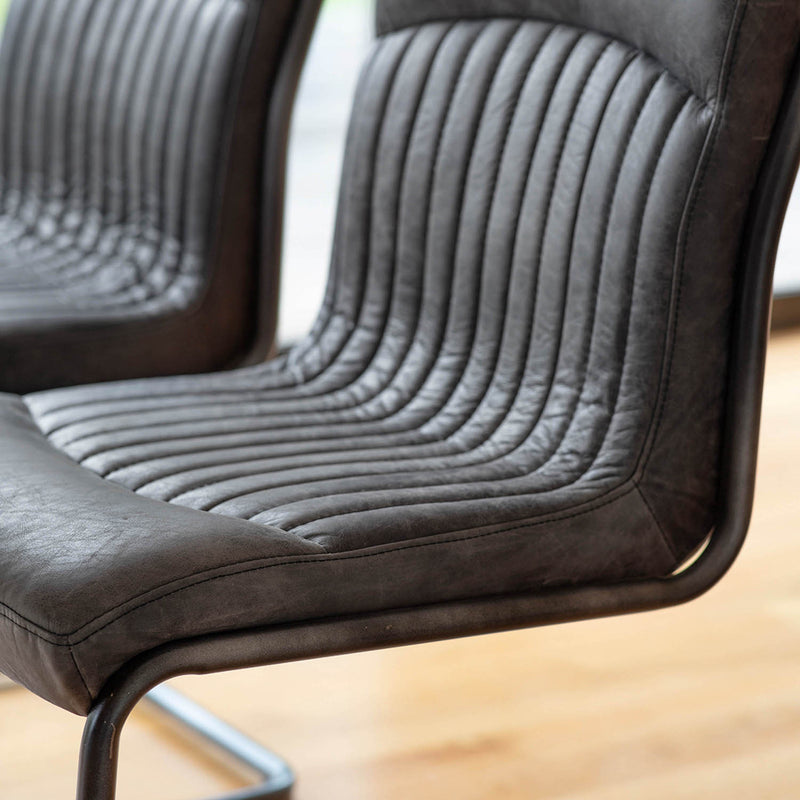 Gallery Interiors Capri Leather Chair Antique Ebony