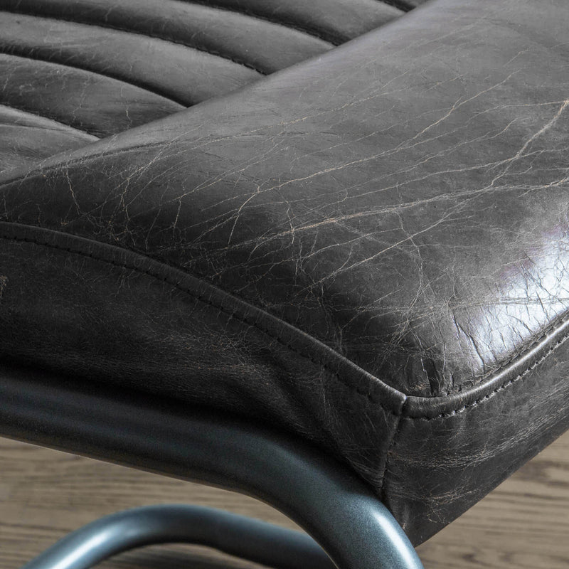 Gallery Interiors Capri Leather Chair Antique Ebony