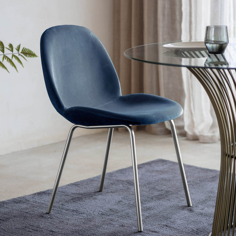 Gallery Interiors Flanagan Chair Petrol Blue Velvet (2pk)