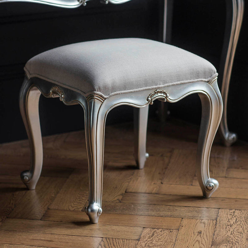 Gallery Interiors Chic Dressing Stool Silver