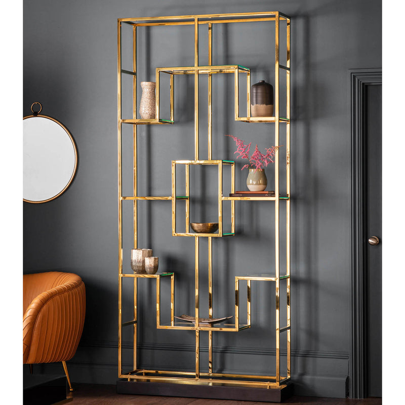 Gallery Interiors Santorini Open Display Unit Gold