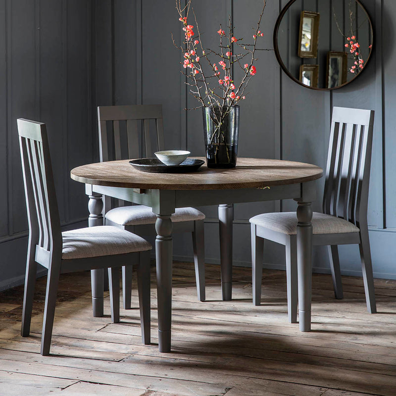 Gallery Interiors Cookham Round Extending Dining Table Grey