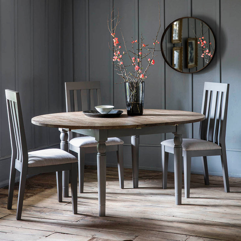 Gallery Interiors Cookham Round Extending Dining Table Grey