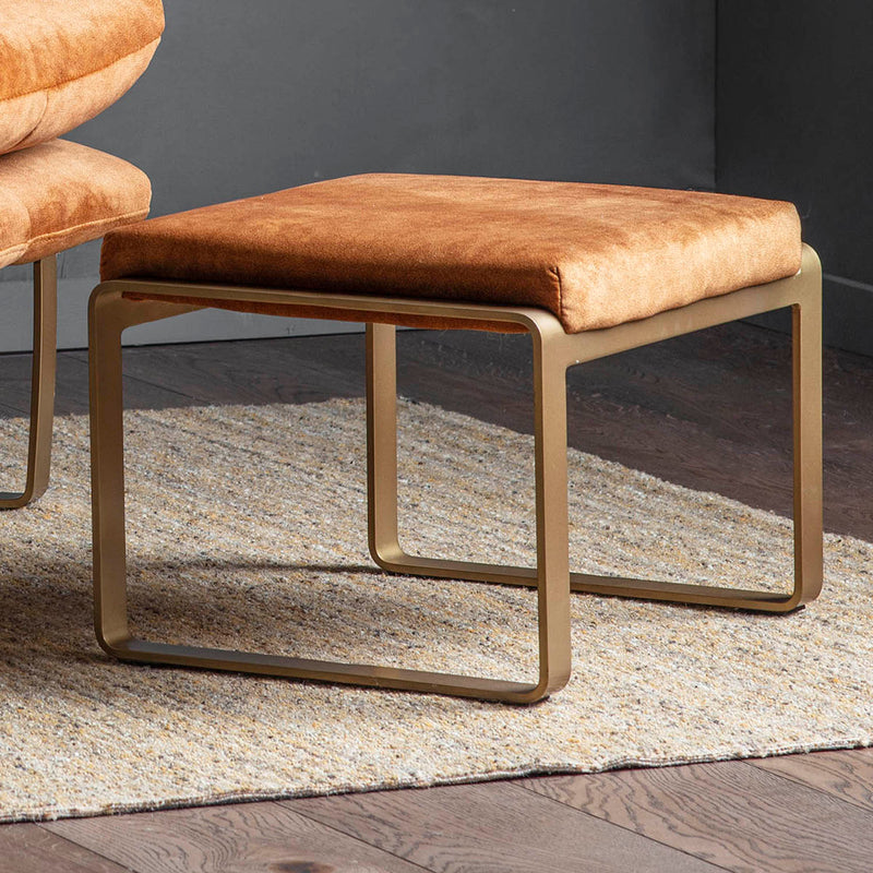 Gallery Interiors Fabien Footstool Ochre