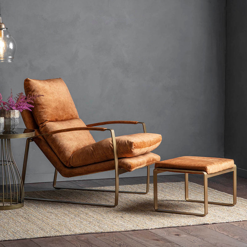 Gallery Interiors Fabien Footstool Ochre
