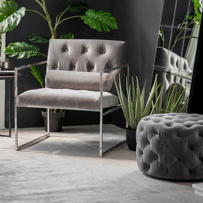 Gallery Interiors Sergio Footstool Mirage Velvet
