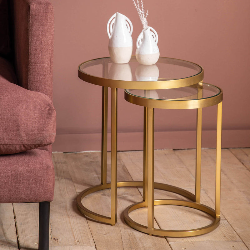 Gallery Interiors Rowe Nest of Two Tables Gold