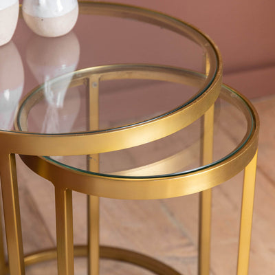 Gallery Interiors Rowe Nest of Two Tables Gold