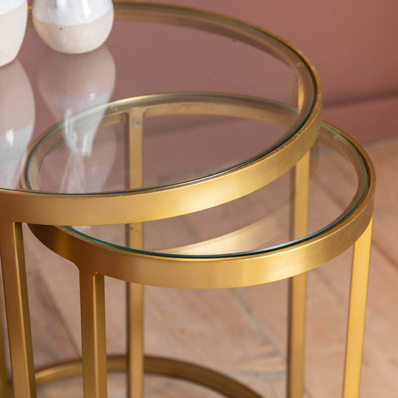 Gallery Interiors Rowe Nest of Two Tables Gold