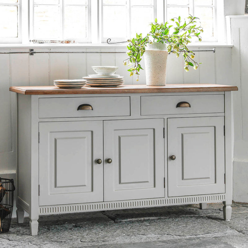 Gallery Interiors Bronte 3 Door 2 Drawer Sideboard Taupe