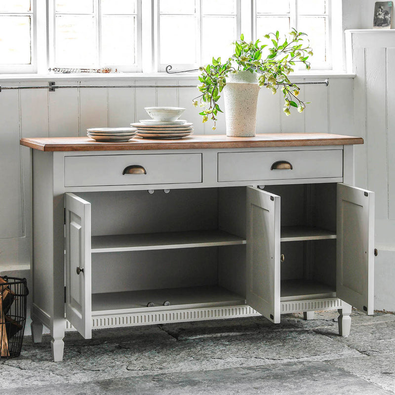 Gallery Interiors Bronte 3 Door 2 Drawer Sideboard Taupe