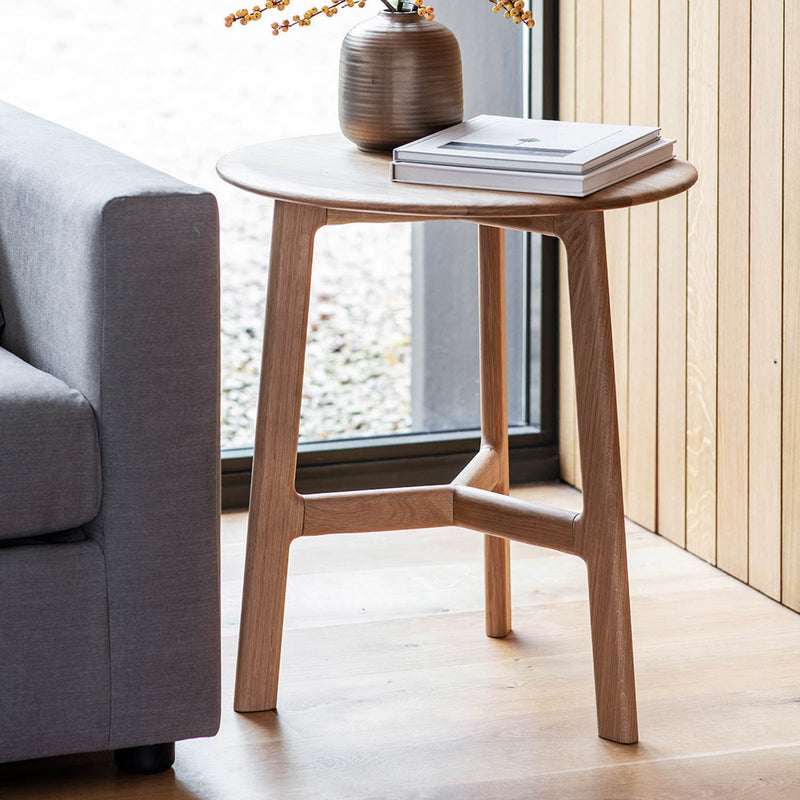 Gallery Interiors Madrid Round Side Table Oak