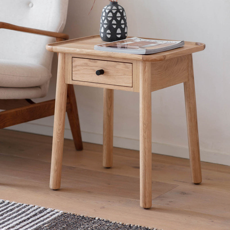 Gallery Interiors Kingham 1 Drawer Side Table Oak