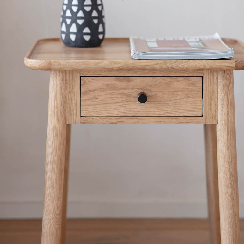 Gallery Interiors Kingham 1 Drawer Side Table Oak